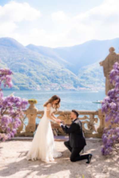 Villa del Balbianello Proposal on Lake Como in Wisteria Season